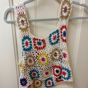 En Crème colorful crotchet tank top